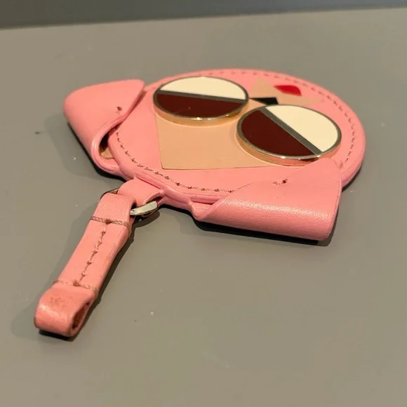 Kate Spade Spademals Rococo Pink Mod Dog Leather Dangle Keyring Bag Charm GUC - Picture 4 of 10